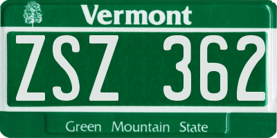 VT license plate ZSZ362