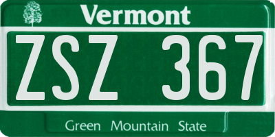 VT license plate ZSZ367