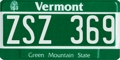 VT license plate ZSZ369