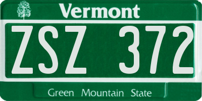 VT license plate ZSZ372