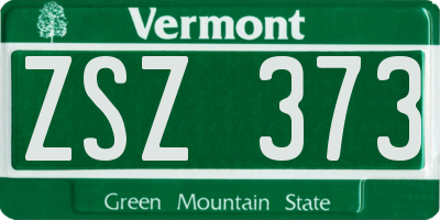 VT license plate ZSZ373