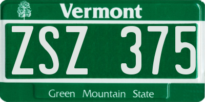 VT license plate ZSZ375