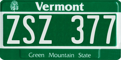 VT license plate ZSZ377