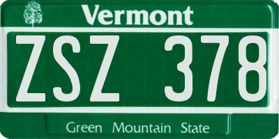 VT license plate ZSZ378