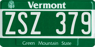 VT license plate ZSZ379
