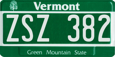 VT license plate ZSZ382