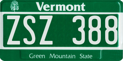 VT license plate ZSZ388