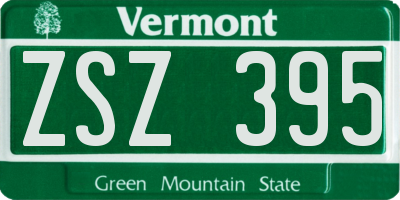 VT license plate ZSZ395