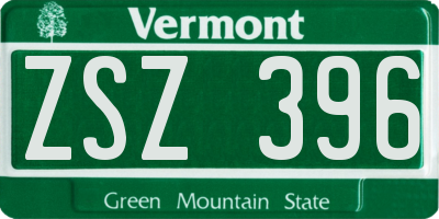 VT license plate ZSZ396