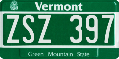 VT license plate ZSZ397