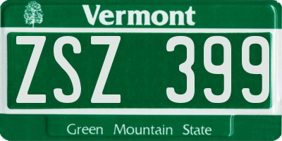 VT license plate ZSZ399