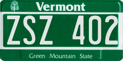 VT license plate ZSZ402