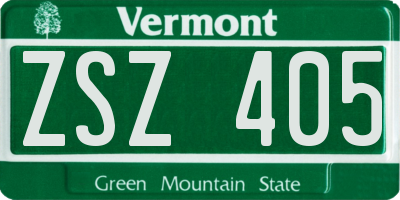VT license plate ZSZ405