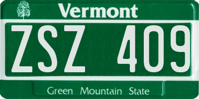 VT license plate ZSZ409