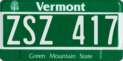 VT license plate ZSZ417