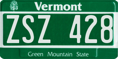 VT license plate ZSZ428