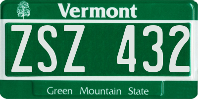 VT license plate ZSZ432