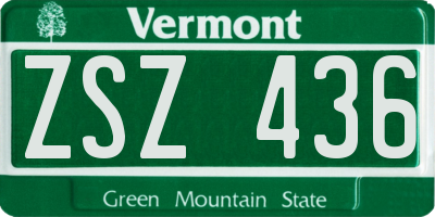 VT license plate ZSZ436