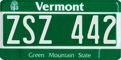 VT license plate ZSZ442