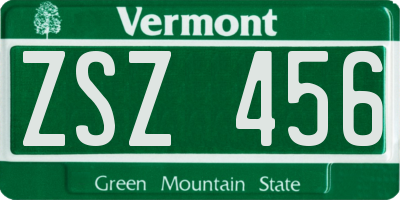 VT license plate ZSZ456