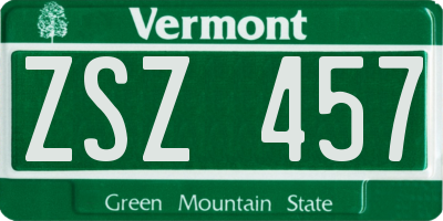 VT license plate ZSZ457