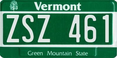 VT license plate ZSZ461