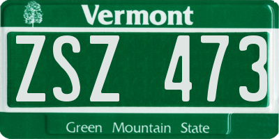 VT license plate ZSZ473