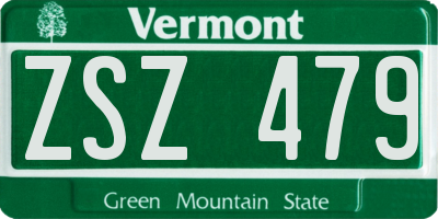 VT license plate ZSZ479