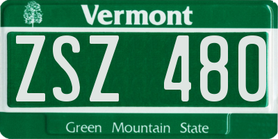 VT license plate ZSZ480