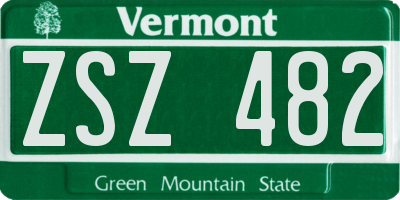 VT license plate ZSZ482