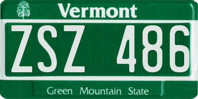 VT license plate ZSZ486