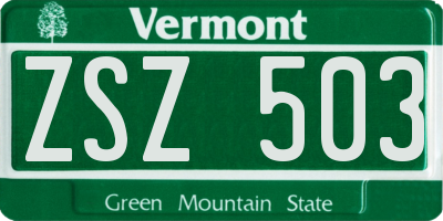 VT license plate ZSZ503
