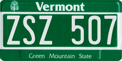 VT license plate ZSZ507