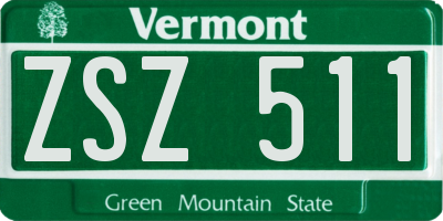 VT license plate ZSZ511
