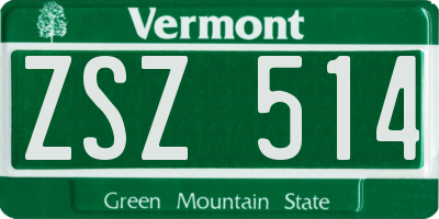VT license plate ZSZ514