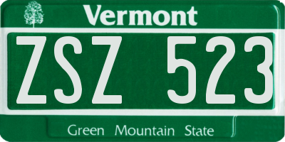 VT license plate ZSZ523