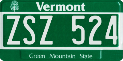 VT license plate ZSZ524