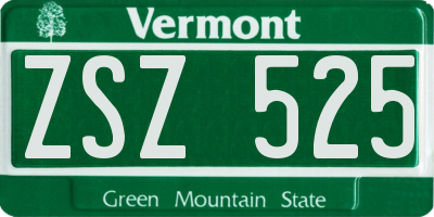 VT license plate ZSZ525
