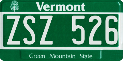 VT license plate ZSZ526