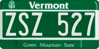 VT license plate ZSZ527