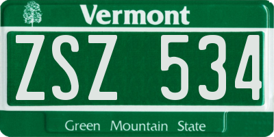 VT license plate ZSZ534