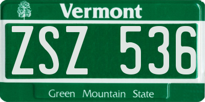 VT license plate ZSZ536