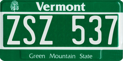 VT license plate ZSZ537