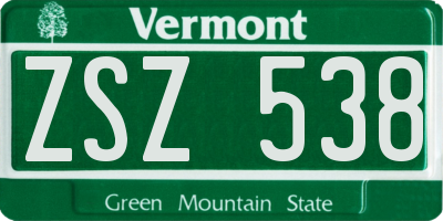 VT license plate ZSZ538