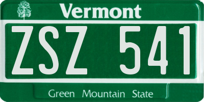 VT license plate ZSZ541