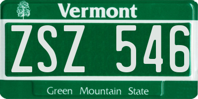VT license plate ZSZ546