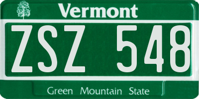 VT license plate ZSZ548