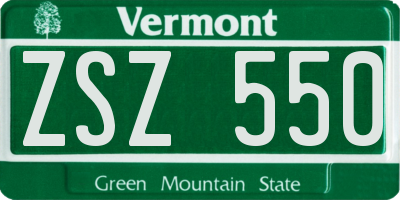 VT license plate ZSZ550