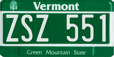 VT license plate ZSZ551