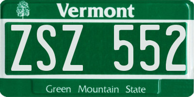 VT license plate ZSZ552
